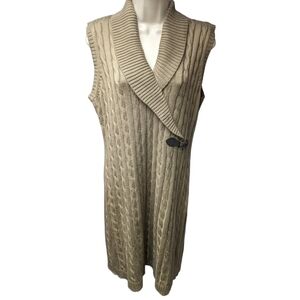 Ellen Tracy Cable Knit Sleeveless Dress Sz L